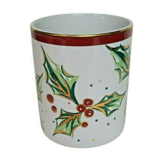 🎄 Vintage Christmas Mug ☕ Green Holly Berry Holiday Festive Cup 💛❤️💚 - Picture 4 of 12